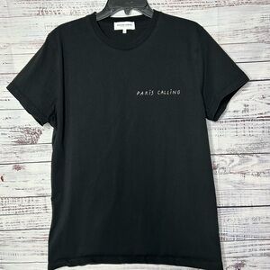 Maison Labiche “Paris Calling” Cotton Black Embroidered T-shirt Men’s Size L B4